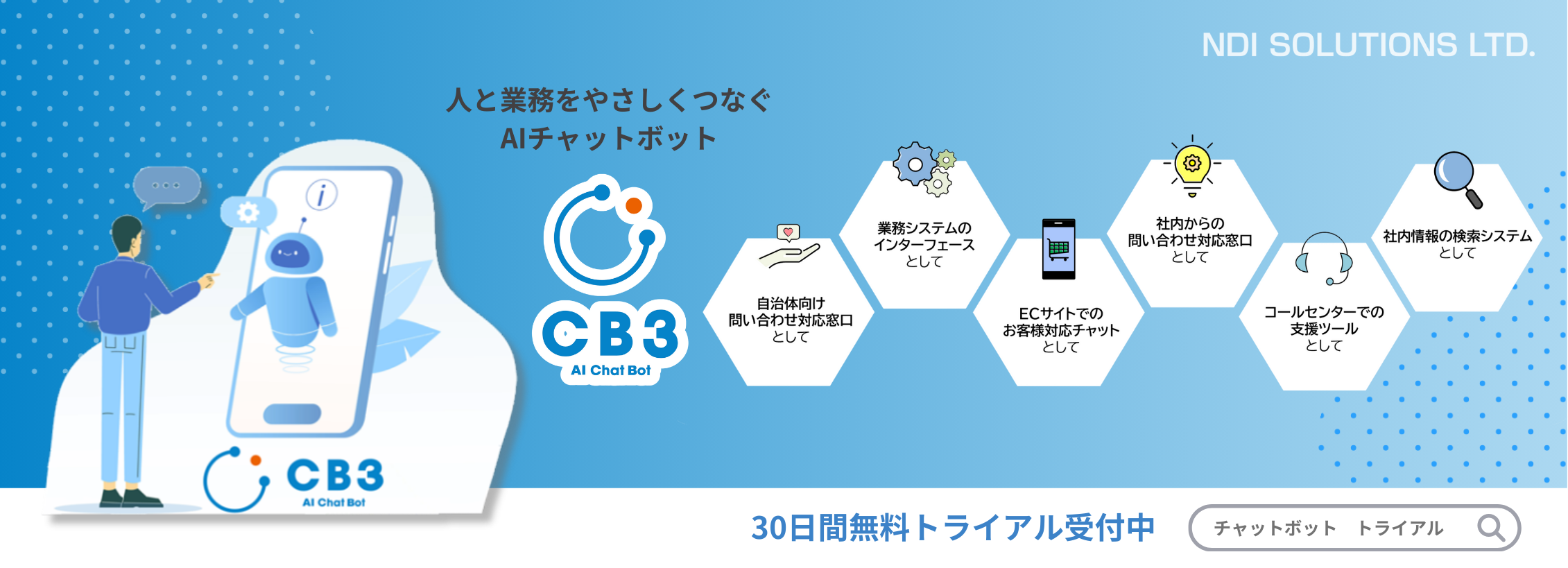 人と業務システムをやさしくつなぐ AIチャットボット CB3バナー