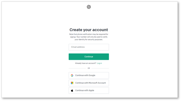 ChatGPT account creation