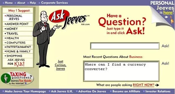 the Ask Jeeves service