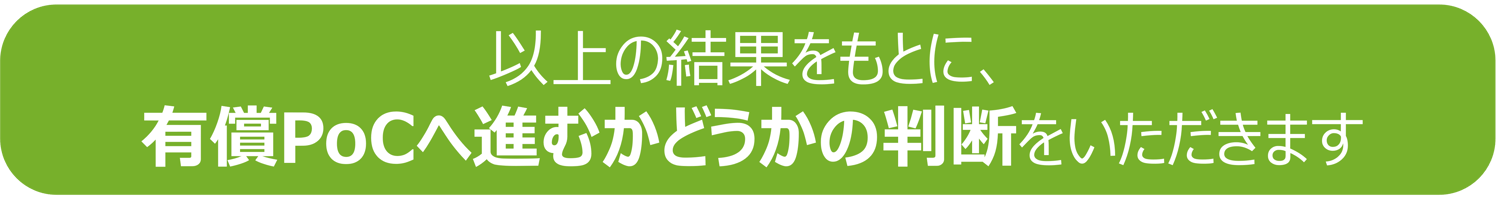 有償PoCへ進むかどうかの判断をいただきます